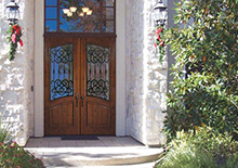 Light wood double door entryway 