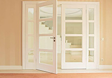 Horizontal framed white double doors