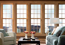 5 light wooden windows in living room