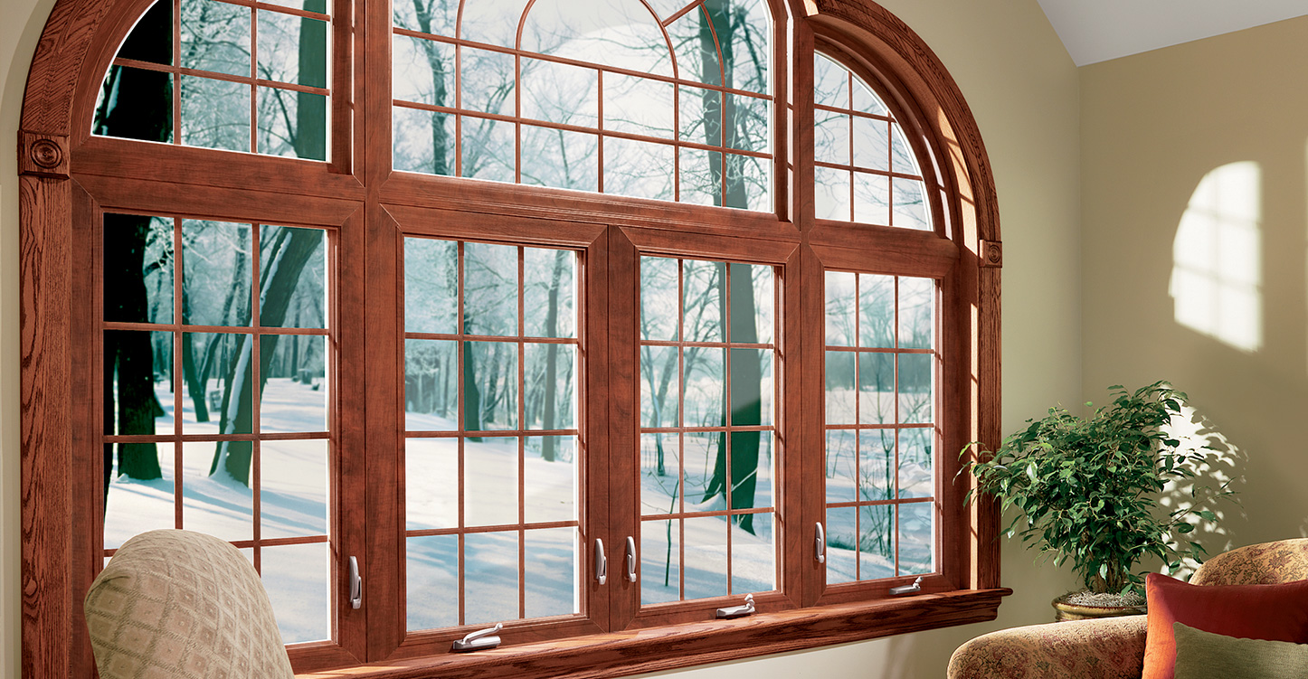 Wooden window with snow view