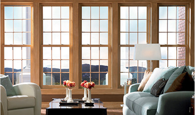 5 light wooden windows in living room